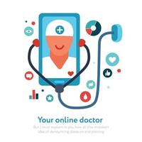 Online Doctor Illustration Vector Illustration