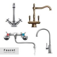 Realistic Faucet Designs Set Vector Illustration