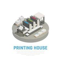 Printing House Isometric Composition Vector Illustration