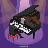 Talented Pianist Isometric Composition Vector Illustration