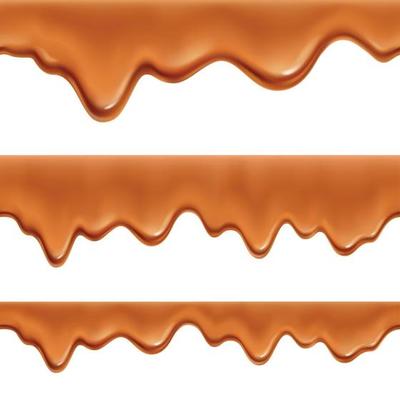Caramel Realistic Seamless Border Vector Illustration