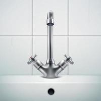 Realistic Sink Faucet Composition Vector Illustration