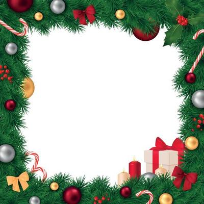 Christmas Frame Realistic Composition Vector Illustration
