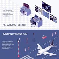 Isometric Meteorological Weather Center Banner Set Vector Illustration