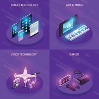 Ilustración de vector de composición isométrica de gadgets