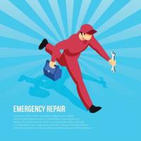 Hurrying Mechanic Isometric Illustration Vector Illustration