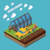 Farm Work Isometric Composition Vector Illustration