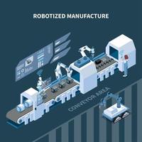 Robotized Manufacturing Isometric Composition Vector Illustration