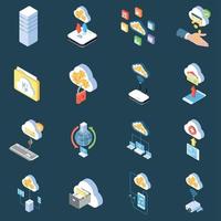 Cloud Technology Isometric Icons Vector Illustration