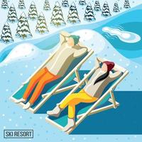 Ski Resort Visitors Isometric Background Vector Illustration