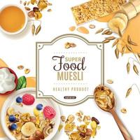 Muesli Food Frame Composition Vector Illustration