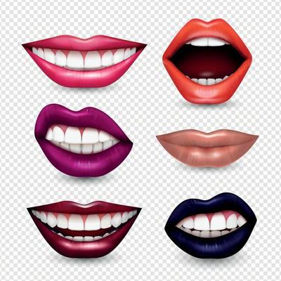 Mouth Expressions Realistic Transparent Vector Illustration