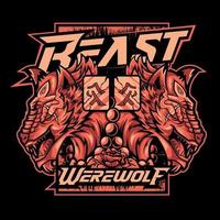 Beast Werewolf with Flowers Design vector