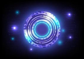 Abstract hologram high tech background. Virtual reality technology innovation. Head-up display interface. Futuristic Sci-Fi glowing HUD circle. Digital infographic business. Circuit board vector