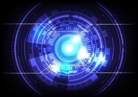 Futuristic Sci-Fi glowing HUD circle and sphere. Blue light effect. Abstract hi-tech background. Head-up display interface. Virtual reality technology innovation screen. Digital business vector