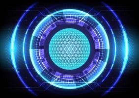 Blue light effect. Abstract hi-tech background. Futuristic Sci-Fi glowing HUD circle and sphere. Head-up display interface. Virtual reality technology innovation screen. Digital business vector