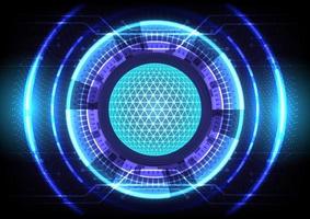 Blue light effect. Abstract hi-tech background. Futuristic Sci-Fi glowing HUD circle and sphere. Head-up display interface. Virtual reality technology innovation screen. Digital business vector