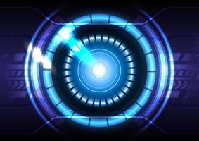 Light effect. Futuristic Sci-Fi glowing HUD circle and sphere. Abstract hi-tech background. Head-up display interface. Virtual reality technology innovation screen. Digital business vector