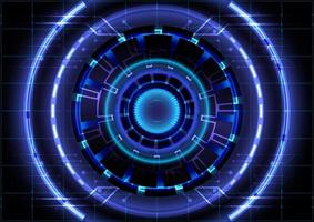 Abstract hi-tech background. Virtual reality high technology innovation. Head-up display interface. Futuristic Sci-Fi glowing HUD circle. Digital business vector