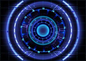 Abstract hi-tech background. Virtual reality high technology innovation. Head-up display interface. Futuristic Sci-Fi glowing HUD circle. Digital business vector