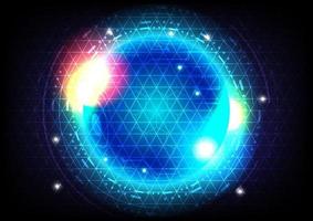 Futuristic Sci-Fi glowing HUD circle and sphere. Blue and red light effect. Abstract hi-tech background. Head-up display interface. Virtual reality technology innovation screen. Digital business vector