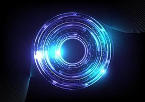 Abstract hologram high tech background. Virtual reality technology innovation. Head-up display interface. Futuristic Sci-Fi glowing HUD circle. Digital infographic business. Dots and lines vector