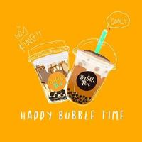 Bubble milk tea design collection,Pearl milk tea , Boba milk tea, Yummy drinks, coffees with doodle style banner,  Vector illustration.