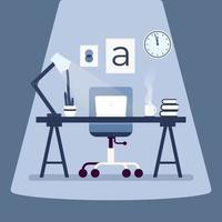 Modern designer workplace with laptop on the table. Working place concept flat design. vector