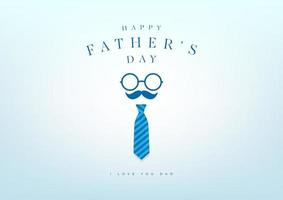 Happy Father's Day with blue necktie banner and gift card. Vector Illustration.