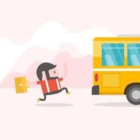 Hipster businessman chasing a bus. Businessman running to reach a bus. vector