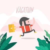 Businessman running to vacation. vector