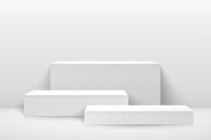 Abstract vector rendering 3D shape for products display presentation. Modern white and gray cube step pedestal podium, empty room background. Minimal wall scene studio room concept. vector eps10