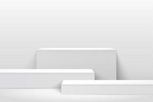 Abstract vector rendering 3D shape for products display presentation. Modern white and gray cube step pedestal podium, empty room background. Minimal wall scene studio room concept. vector eps10