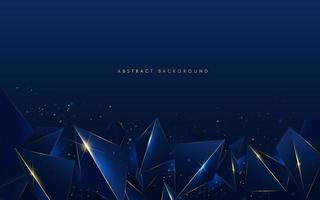 Abstract low polygonal pattern luxury golden line with dark navy blue template background. Luxury and elegant. Premium style for poster, cover, print, artwork. Vector illustration