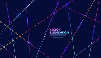 Abstract colorful neon light on dark blue background. Modern and minimal concept. You can use for cover template, poster, banner web, flyer, print ad. Vector illustration