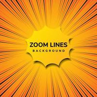 Abstract zoom line comic motion and pop art style with yellow on orange background. vector