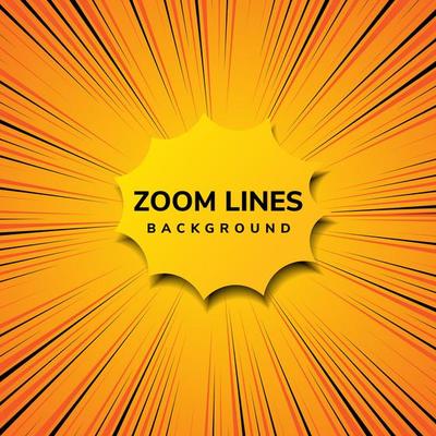 Abstract zoom line comic motion and pop art style with yellow on orange background.