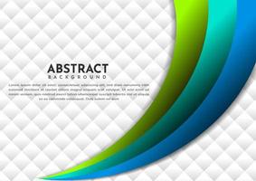 Abstract blue and green line curve gradient layer overlapping background with copy space for text. vector