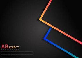 Abstract template geometric overlap with vibrant color border on black background with space area for text. vector