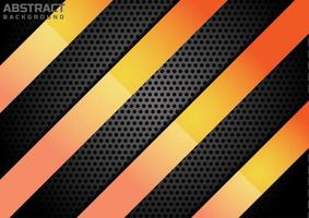 Abstract diagonal glossy orange color on metal plate background. vector