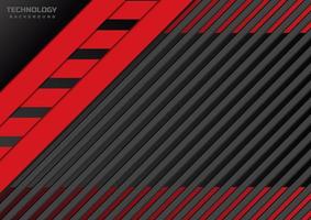 Abstract black and red metallic frame with stripe lines texture pattern technology innovation concept background. vector