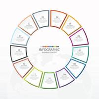 Basic circle infographic template with 13 steps, process or options, process chart, Used for process diagram, presentations, workflow layout, flow chart, infograph. Vector eps10 illustration.