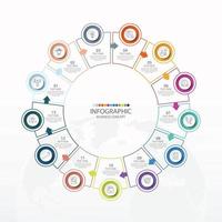 Basic circle infographic template with 13 steps, process or options, process chart, Used for process diagram, presentations, workflow layout, flow chart, infograph. Vector eps10 illustration.