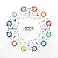 Basic circle infographic template with 12 steps, process or options, process chart, Used for process diagram, presentations, workflow layout, flow chart, infograph. Vector eps10 illustration.