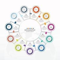 Basic circle infographic template with 11 steps, process or options, process chart, Used for process diagram, presentations, workflow layout, flow chart, infograph. Vector eps10 illustration.