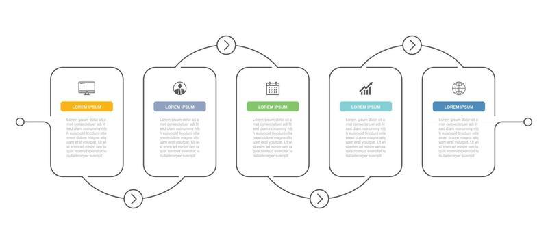 5 data infographics timeline tab thin line index template. Vector illustration abstract background. Can be used for workflow layout, business step, banner, web design.