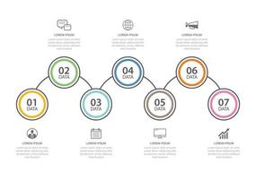 Plantilla de índice de línea fina de pestaña de infografías de 7 datos. ilustración vectorial resumen de antecedentes. se puede utilizar para diseño de flujo de trabajo, paso empresarial, banner, diseño web. vector