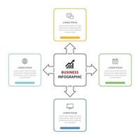 Diseño de plantilla de línea fina de infografías de 4 opciones de datos. Ilustración de fondo abstracto. se puede utilizar para diseño de flujo de trabajo, paso empresarial, banner, diseño web. vector