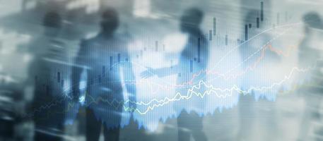 Business finance growth graph chart analysing diagram trading and forex exchange concept double exposure photo