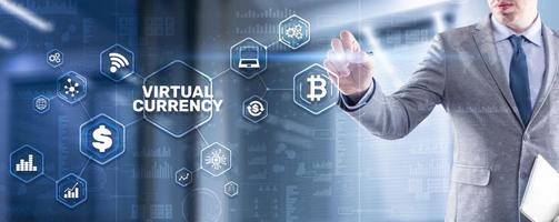 Virtual Currency Exchange Investment concept. Financial Technology Background photo